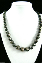 Metallic Black Graduated Glass Beads Strand Lobster Claw Clasp Necklace 32&quot;L - £56.91 GBP