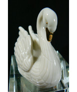 Classic Lenox Ivory China Swan Sculpture Figurine 2.5&quot; tall Gold Accent ... - £39.78 GBP