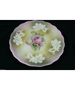 Vintage Decorative porcelain hand painted Cream &amp; Pink Roses 9.25&quot; Plate - £55.91 GBP