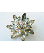 Vintage Fantastic Gold Tone Clear Crystal Burst  Star Flower Pin Brooch - $39.00