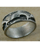 Silver tone Pewter Dolphin ring band sz 6 - £15.01 GBP