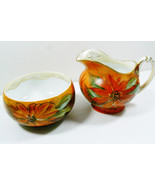 Vintage HEINRICH H &amp; C Bavaria Hand Painted signed Sugar bowl &amp; Creamer Set - £113.50 GBP