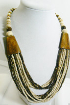 Vintage Fashion Multi strand beaded Cascade stone natural color Necklace 22"L - $55.20