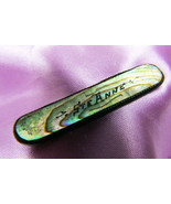 Vintage Sterling Silver Abalone Shell engraved Ste Anne bar Pin Brooch - £30.84 GBP