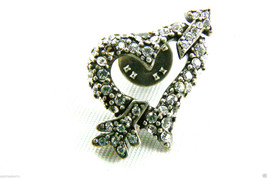 Chico&#39;s Silver Tone Crystal Rhinestones heart &amp; arrow tack pin signed - $29.95