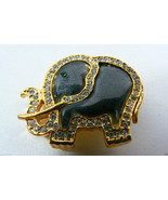 GOLD TONE METAL CRYSTAL RHINESTONES ELEPHANT PIN BROOCH - £23.12 GBP