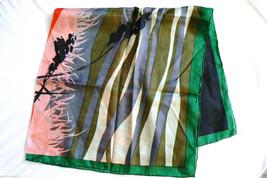 Fine LAVA Collection Silk neck Scarf 29 x 29 hand rolled hand printed Art - $80.10
