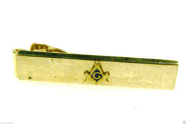 Vintage Anson Men's Gold Tone Metal Masonic Coat Of Arms Enamel Emblem Tie Bar - $39.00