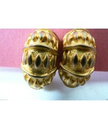 Kenneth Lane signed Gold tone metal HALF MOON Clip Earrings - £24.54 GBP