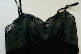 VTG Elegance Vanity Fair Black lace nylon tricot sz S / 32 Slip Gown Lin... - $65.00