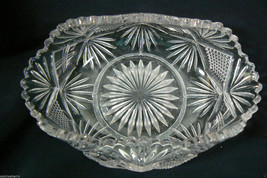 Vintage Clear cut Glass Small dish bowl bent sides Unique! - £33.18 GBP