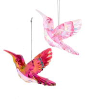 Ksa Set Of 2 Acrylic Multifaceted Iridescent Hummingbird Xmas Ornaments T2860 - £10.23 GBP