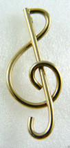 Gold Tone Metal Treble Clef  Pin Brooch Clip Large $0 sh - £27.93 GBP