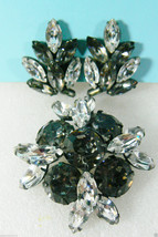 Fancy Gorgeous round & marquis cut crystal stones Pin Brooch & clip on Earrings - $71.20