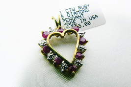 1 ctw genuine Ruby & Diamond 10k yellow gold Heart Pendant $385 New $0 ship - $289.00