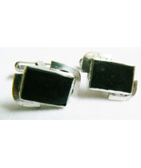 VINTAGE ELEGANT STERLING SILVER BLACK ONYX CUFF LINKS - £64.02 GBP