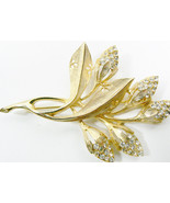 Vintage Gold Tone Clear Crystal Flower Bud Fashion Pin Brooch - £38.71 GBP