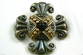 Pd Premier Design Two Tone Black Stone Cross  Pin Brooch $0 Sh - £47.86 GBP