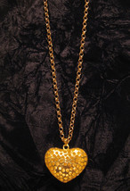 Gold Tone Reversible Heart Necklace With 28&quot; Chain - $12.95