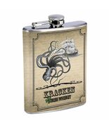 Vintage Kraken Irish Whiskey D1 Flask 8oz Stainless Steel Octopus Drinking - $16.78