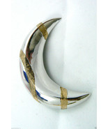 Two Tone Gold accent Sterling Silver 925 Crescent Moon Pin Brooch $0 shi... - £62.22 GBP