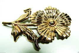 Rose Gold Or Copper Color Sterling Silver Flower Pin Brooch Vintage Signed &quot;As&quot; - £120.51 GBP