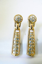 Elegant Swarovski Crystal Clear gold tone drop dangle  earrings - £82.47 GBP