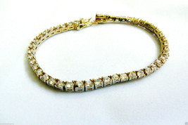 Yellow gold plate over Sterling Silver 925 Clear CZ Crystal tennis Brace... - £47.95 GBP