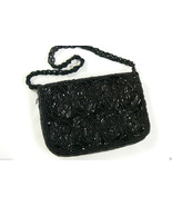 Black Market Hand Made Black Glass Beaded Casual or Evening  Purse Bag $... - £31.17 GBP