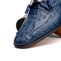 Apricena Genuine Caiman Crocodile Dress Derby's Shoes Navy image 3
