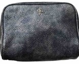 Cole Haan Navy Blue Silver Metallic Leather Makeup Cosmetic Case Zip Pouch - $21.78