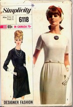 1960s Size 10 Bust 31 Designer Fashion Dress Simplicity 6119 Vintage Pattern - £6.28 GBP