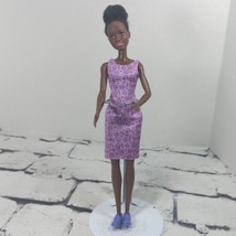 Mattel Barbie AA Doll African American Afro 2014 purple dress And Shoes - £11.83 GBP