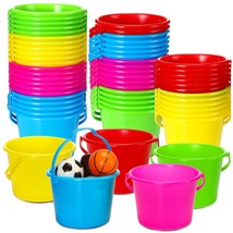 50 Pieces Mini Plastic Beach Pail 6.3 Inch Small Sand Bucket Colored Bea... - £57.57 GBP