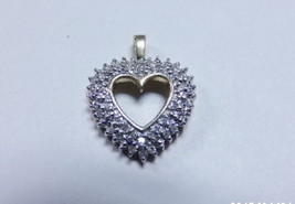 Vintage 10k Yellow White Gold Open Heart 38 Diamond Pendant .76 tcw Ladie&#39;s Vale - $249.99