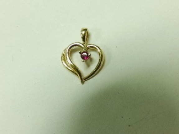 Vintage P14k Yellow Gold Heart & .07ct Ruby Pendant Solitaire Girl's Valentine's Item image 2
