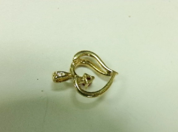 Vintage P14k Yellow Gold Heart & .07ct Ruby Pendant Solitaire Girl's Valentine's Item image 4