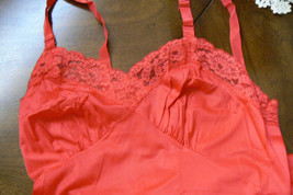 VTG Rogers Satin Glo Red lace nylon tricot sz Sm/M Slip Gown Lingerie - £55.15 GBP