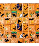 Halloween Fabric Skulls Cats Spiderwebs Orange General Fabric Co 94&quot; x 4... - $549.97 MXN