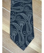 Adolfo Tie Black Gray Paisley Silk Men Necktie Designer Ties - £7.90 GBP