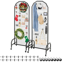VEVOR 2 Packs Grid Wall Panels, 1.9 x 5.4 ft Wire Grid Panels Display Rack - $72.90