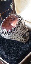 Antique Vintage 1930-s Massive Smokey Quartz 925 Silver Ring Size UK T ,US 9 3/4 - £132.92 GBP