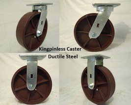 8&quot; x 2&quot; Swivel Casters Kingpinless Ductile Steel Wheel (2) Rigid (2) 200... - £161.45 GBP