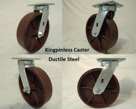 8&quot; x 2&quot; Swivel Casters Kingpinless w/ Ductile Steel Wheel (4) 2000lb each - £191.65 GBP