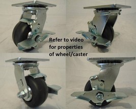 4&quot; x 2&quot; Swivel Casters Neoprene Wheel w/ Brake (4) 450lb each Tool Box - £102.04 GBP