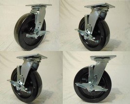 8&quot; x 2&quot; Swivel Casters Heavy Duty Phenolic Wheel Brake (4) 1250lb each T... - £76.10 GBP