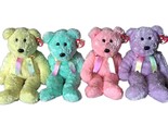 Sherbert Ty Classic Bears Beanie Baby Buddies Pink Teal Yellow Lavender ... - £32.08 GBP