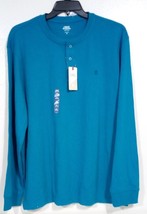 IZOD Saltwater Men’s Relaxed Classic Long Sleev 3-Button Henley Shirt Blue Sz XL - £19.78 GBP