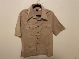 Vintage Montgomery Ward Safari Outdoors Button Up Shirt Size L Beige - £38.77 GBP