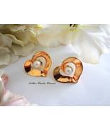 Vintage Avon Pearl and Gold Heart Pierced Stud Earring,Avon Earring,Avon... - $11.99